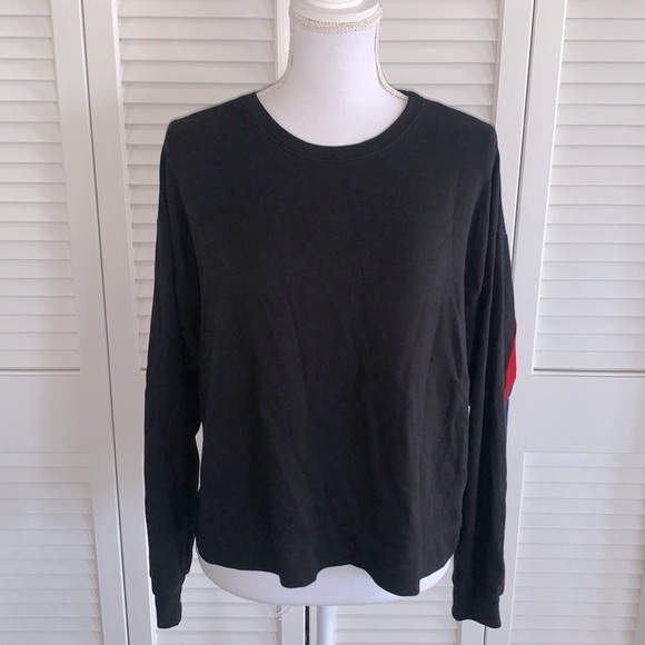 Velvet by Graham & Spencer Danica Black w/ Red  Stripe Sweatshirt Women’s Size S - Picture 3 of 10